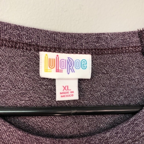 LuLaRoe Classic Burgundy Striped Gray Black Tee - Picture 3 of 6